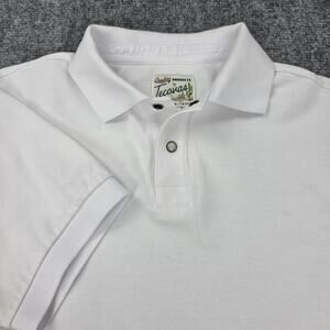Tecovas Shirt Mens Medium White Pearl Snap Polo Short Sleeve Western Cotton Knit